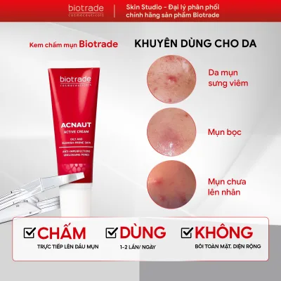 Biotrade Acnaut Active Acne Cream Reduces Swelling and Redness, Cares for Acne-Prone Skin, and Inflamed Acne.