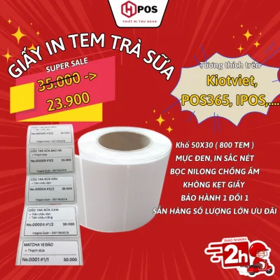 Giấy in tem trà sữa, trà chanh khổ 50x30