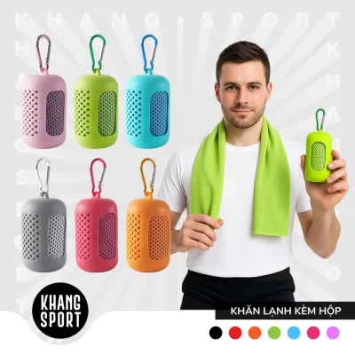 Khăn Lạnh Kèm Hộp Silicone - Làm Mát, Khô Nhanh, Phù Hợp Gym Yoga Ngoài Trời - KhanLanh02