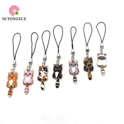 Sutongxue Dây đeo điện thoại cho mèo, Mặt dây chuyền mèo con chống mất Y2K Quyến rũ điện thoại, Trang trí túi Móc khóa dễ thương Dây điện thoại di động Dây điện thoại Ba lô Trang trí