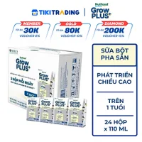 Thùng Sữa Bột Pha sẵn Nutifood GrowPLUS+ Cao Lớn Vượt Trội trên 1 tuổi (24 hộp x 110ml)
