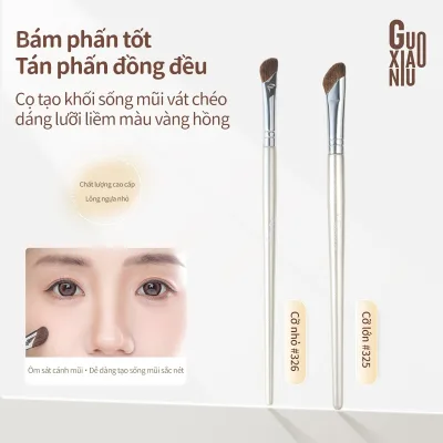 Bàn chải viền mũi siêu mềm, GUOXIAONIU, Vàng hồng, 326 cưa, Thích hợp để trang điểm lông mày và mắt