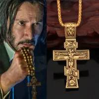 Mặt Dây Chuyền Thánh Giá John Wick Unisex, Mặt Dây Chuyền Lớn, Trang Sức Hình Thánh Giá Chính Thống Giáo Phương Đông Dành Cho Nam Và Nữ