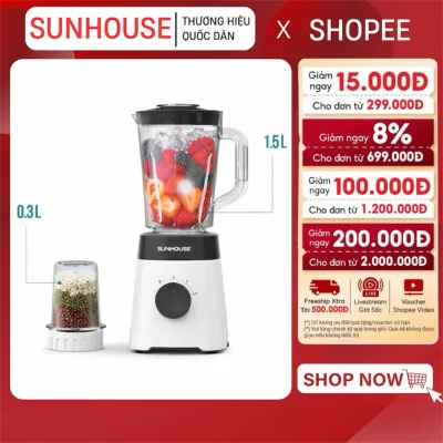 MÁY XAY SINH TỐ SUNHOUSE SHD5114/SHD5112 - Bảo hành 12 tháng, 2 cối xay tiện lợi