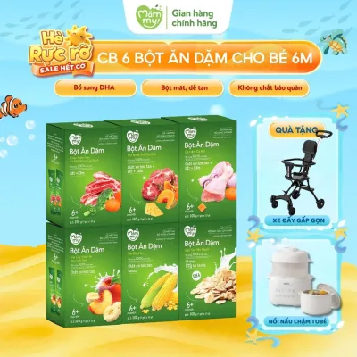 Combo 6 hộp bột ăn dặm Mămmy đầy đủ cho bé, bột mát dễ tiêu hóa giàu vitamin và bổ sung khoáng chất cho bé, 1 hộp 7 gói