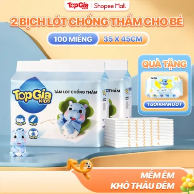 Tấm/miếng lót chống thấm TOPGIAKIDS cho bé dùng 1 lần 35x45cm, tấm lót su tiện lợi thay tã bỉm