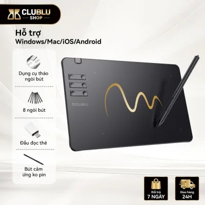CLUBLU Bảng Vẽ Điện Tử T605 Với Bút Mức Độ Áp Lực Hỗ Trợ OSU Vẽ Dạy Trực Tuyến Android PC Laptop