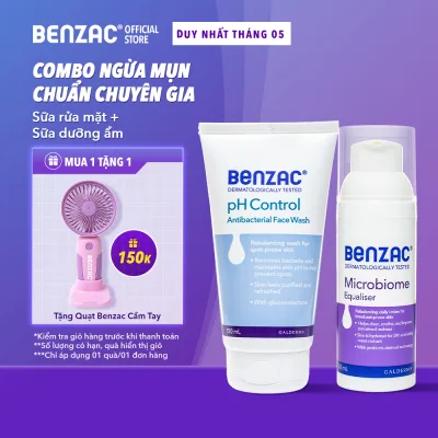 Acne Skin Care Combo Microbiome Equalizer Moisturizing Milk & Benzac Ph Control Ph-Balancing Facial Cleanser 50Ml/150Ml