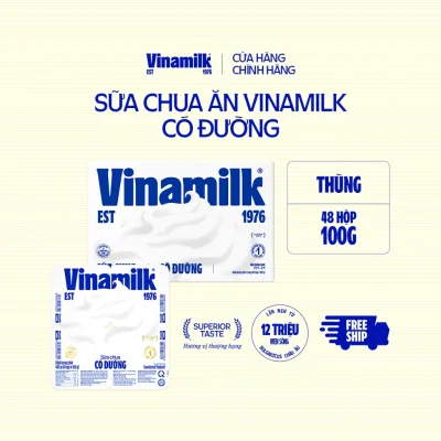 Thùng 48 hộp Sữa chua ăn Vinamilk có đường 100g Yaourt