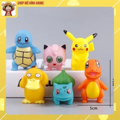 Mô Hình 6 Nhân Vật Pokemon, Pikachu, Nhựa Rỗng, Decor Trang Trí, Bộ Sưu Tập Nhân Vật Yêu Thích Của Các Bé