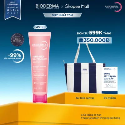 Gel rửa mặt tạo bọt cho da nhạy cảm Bioderma Sensibio Gel Moussant - 45ml