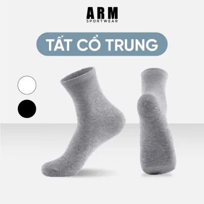 Tất nam cổ trung ARM trơn Cotton chống hôi chân, thoáng khí, co giãn tốt