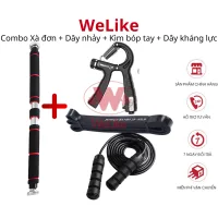 Combo Xà đơn và phụ kiện tập toàn thân Welike - Xà đơn + Kìm bóp tay + Dây kháng lực + Dây nhảy tập gym tại nhà