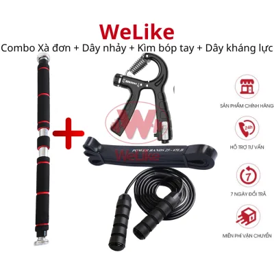 Combo Xà đơn và phụ kiện tập toàn thân Welike - Xà đơn + Kìm bóp tay + Dây kháng lực + Dây nhảy tập gym tại nhà