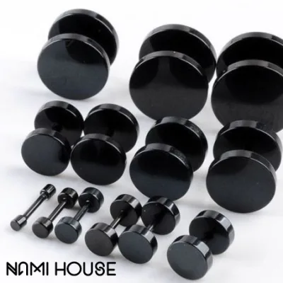 Bông Tai Titan Cục Tạ Màu Đen Bóng Không Rỉ Sét Phụ Kiện Trang Sức Unisex Nam Nữ Hot Trend Kpop