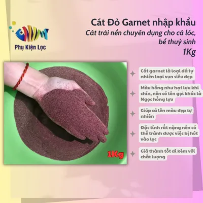 Cát đỏ garnet nhập khẩu 1Kg - Cát trải nền chuyên dụng cho cá lóc, bể thuỷ sinh