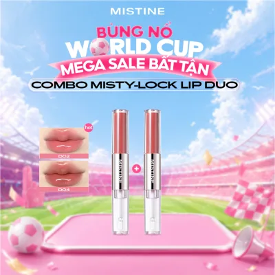 COMBO 2 Son môi hai đầu lâu trôi, sáng da MISTINE TIPSY-LOCK LIP DUO 3g*2