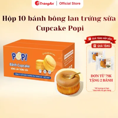 Bánh Cupcake Bông Lan Trứng Sữa 𝐏𝐎𝐏𝐈 Tràng An Cao Cấp 48g Mềm Thơm Dinh Dưỡng Tiện Lợi