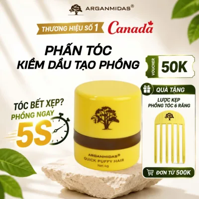 Phấn tóc kiềm dầu tạo phồng Arganmidas, phấn hỗ trợ kiểm soát dầu thừa, tạo phồng chân tóc giúp tóc bồng bềnh lâu bết 4g