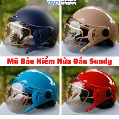 Genuine Sundy Half-Head Helmet, Half-Head Helmet with Glasses, Half-Head Helmet for Men and Women, Adult Size 56Cm-58Cm, Fashionable Helmet - 12 Month Warranty - Viva Shop