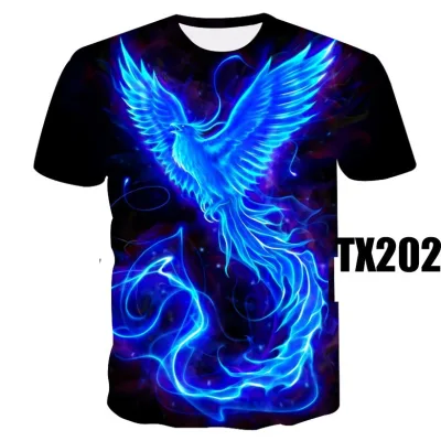 My Most Hợp Thời Trang Xanh Phoenix Dạo Phố Phong Cách Hồng Kông 3d Bầu Trời Đầy Sao Phượng Hoàng Áo Thun Ngắn Tay Nam Nữ Cùng Phong Cách Hợp Thời Trang Phong Cách Dân Tộc Áo Thun Nam Hợp Thời Trang bf Phong Cách Plus Size H