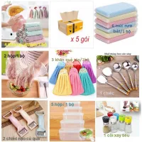 Đồ dùng nhà bếp, khăn lau, cối xay tiêu, gang tay ni lông, nạo củ quả, giấy ăn, muôi siêu tiện ích giao màu ngẫu nhiên