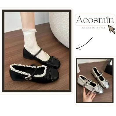Giày Búp Bê Nữ, Giày Lolita Phối Ren Đủ Màu Đen Bạc Kem Xinh Xắn Tiểu Thư || Mã N63