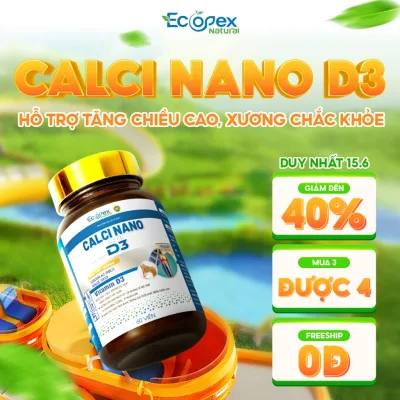 CANXI NANO D3 - Viên Uống Bổ Sung Canxi, Hỗ Trợ Tăng Chiều Cao, Giúp Xương Chắc Khỏe