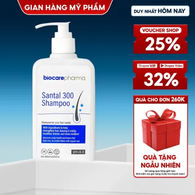 Dầu gội dược liệu BIO CARE PHARMA giảm gàu, nấm ngứa da đầu Santal 300 Shampoo 200ml