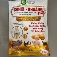 Googvet CANXI KHOÁNG (1kg có 5 gói nhỏ) Phòng Chống Yếu Chân, Bại Liệt Ca Nứt Móng Vỏ Trứng Đẹp