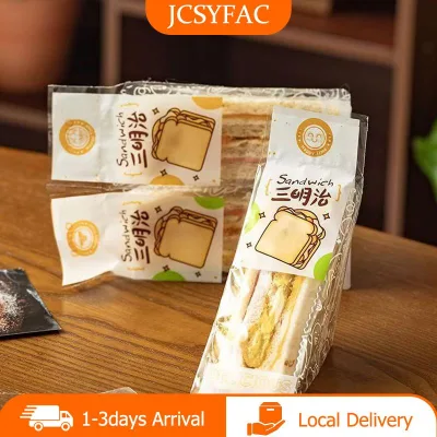 100 chiếc giấy gói sandwich chuyên dụng, dùng một lần, dễ xé, trong suốt, dạng tam giác, túi đóng gói bánh nướng, bánh mì
