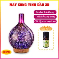 Máy xông tinh dầu 3D kiểu dáng lọ hoa [TẶNG TINH DẦU] Phun sương mạnh mẽ, không gây ồn, có chế độ hẹn giờ, tự ngắt khi hết nước, đèn led 7 màu, bảo hành 6 tháng