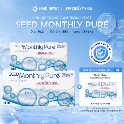 Kính Áp Tròng Lens Optic Trong Suốt Lens SEED MonthlyPure Moisture 1 Tháng Có Độ Cận