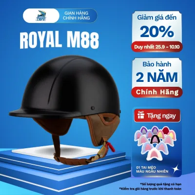Royal M88 Half-Head Helmet in Matte Black – Fashionable Japanese Design, Unisex