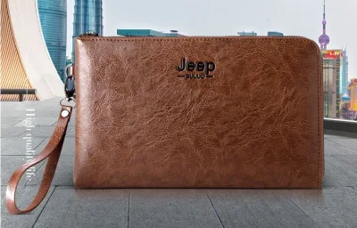 For Jeep buluo portable size large 26x16x2cm luxury gentlemanly leather quality high-grade, anti-baseball scratch, anti water, bending compression elastic good, contain mini tablet, phone, money, card, wallet luxury business