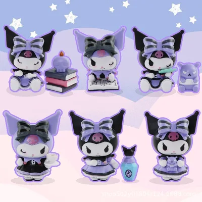 Bộ 6 Mô Hình Kuromi Sanrio, Nhân Vật Hoạt Hình Yêu Thích, Mô Hình Cao 7cm, Decor Trang Trí, Bộ Sưu Tập Yêu Thích