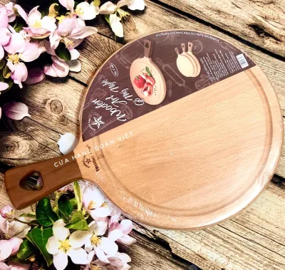 Thớt Gỗ Tròn Cao Cấp 24 *34cm - Kháng Khuẩn Cao. Đồ Gia Dụng nhà bếp pha chế làm bánh nguyên liệu