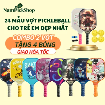 Vợt Pickleball Trẻ Em (tặng bóng) mặt vợt sợi thủy tinh siêu nhẹ bền dành cho trẻ từ 4 tuổi, in 2 mặt đẹp nét