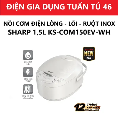 Nồi cơm điện tử lòng - lõi - ruột inox an toàn tốt cho sức khỏe, nồi cơm điện tử Sharp 1.5 lít KS-COM150EV-WH