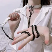 SBX346 Dây Xích Kim Loại Da PU Dễ Thương Thanh Lịch Cho Bé Gái Vòng Cổ Dài Hình Trái Tim Rỗng Dây Kéo Trang Sức Cổ Hóa Trang Vòng Cổ Xương Đòn Cho Nữ Vòng Cổ Hàn Quốc Vòng Cổ Punk dây chuyền