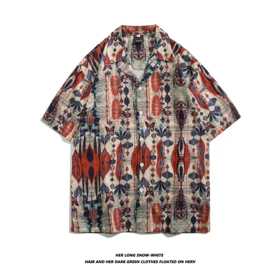 Áo Sơ Mi Hoa Hawaii Nam Tay Ngắn Rời Áo Sơ Mi Đi Biển Phong Cách Hồng Kông Nhật Bản Retro Thời Trang Hợp Thời Trang Xù Đẹp Trai Áo Khoác Nam Hợp Thời Trang