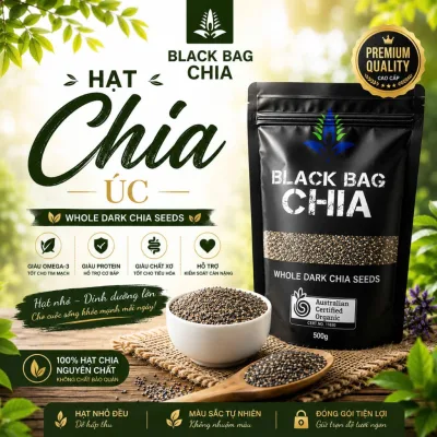 500GR Hạt Chia Nhập Khẩu Nguyên Hạt Dùng Pha Nước, Sữa Chua