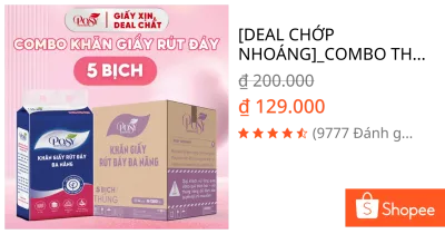 [DEAL CHỚP NHOÁNG]_COMBO THÙNG 5 BỊCH GIẤY RÚT ĐÁY POSY ĐA NĂNG 1280 TỜ 4 LỚP MỀM MỊN TIẾT KIỆM