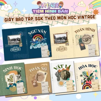 Giấy Bao Tập, Bao Vở Theo Môn Học Vintage Chương Trình Mới 2026-2027 - Giấy Bao Sách Giáo Khoa, Kèm Nhãn Vở - HYNEE