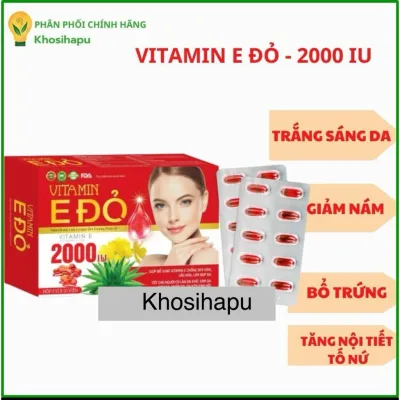 Viên Vitamin E đỏ tinh dầu hoa anh thảo lô hội giúp giảm nám trắng sáng da bổ trứng hỗ trợ sinh sản hiệu quả chính hãng
