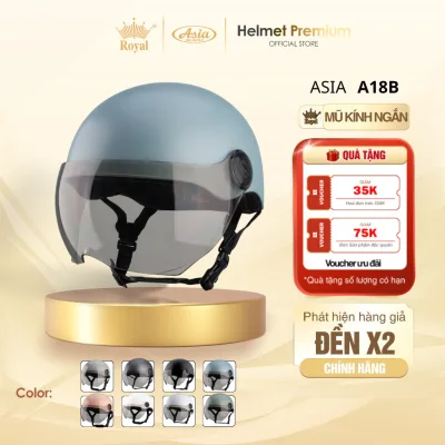 Mũ Bảo Hiểm Nửa Đầu Asia A18B Kính Chống Nắng, Nón Bảo Hiểm Nam Nữ 1/2 Chính Hãng