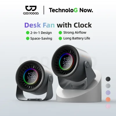 GOOJODOQ GFS008 Quạt tốc độ cao để bàn 2 trong 1 Quạt 100 tốc độ Màn hình kỹ thuật số LED quạt turbo có thể điều chỉnh Đèn chiếu sáng RGB