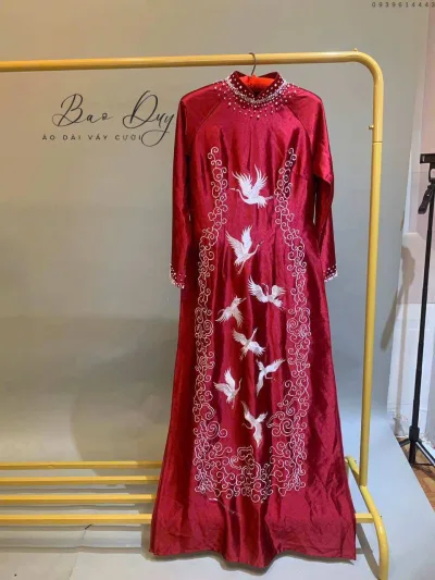 Áo dài mẹ cao cấp hình hạc