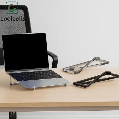 Giá đỡ máy tính xách tay có thể gập lại COOLCELLS, Giá đỡ làm mát máy tính xách tay có thể điều chỉnh tản nhiệt, Giá đỡ máy tính xách tay bằng hợp kim nhôm chống trượt thực tế Giá đỡ máy tính xách tay Văn phòng