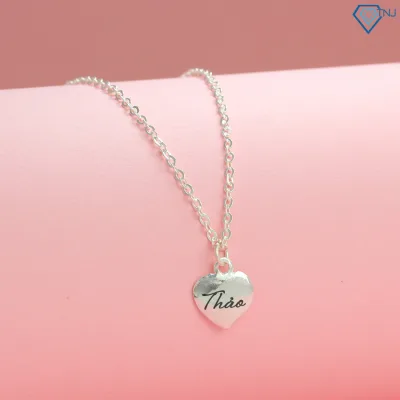 925 Sterling Silver Women's Necklace with Heart Pendant and Engraved Name Upon Request Dcn0596 - Tnj Jewelry
